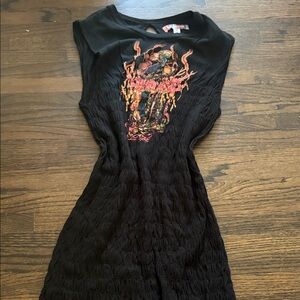 Urban Outfitters Black Sleeveless Mini Dress with Red-Orange Graphic